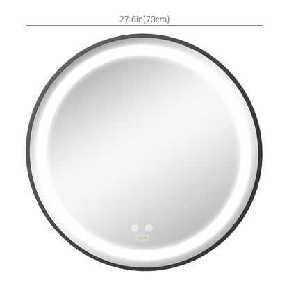 LED Bathroom Mirror for Vanity, Dimmable Lighted Anti Fog Wall Mirror with 3 Temperature Colors, Plug-in, 28 Inch