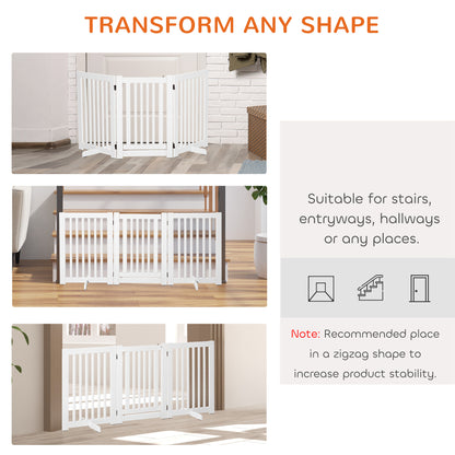 Free Standing Wood Pet Gate Indoor Dog Barrier 3 Panel Folding Z Shape Doorway