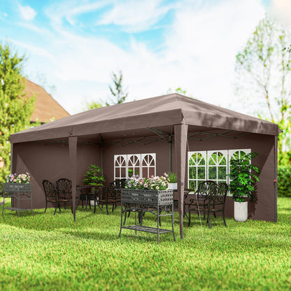 10' x 20' Outdoor Pop Up Canopy Tent Party Tent Instant Shelter W/ Carrying Bag, Coffee
