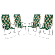 Set of 4 Folding Patio Chairs, Portable Chair Set with Armrests for Camping, Garden, Pool, Beach, Green