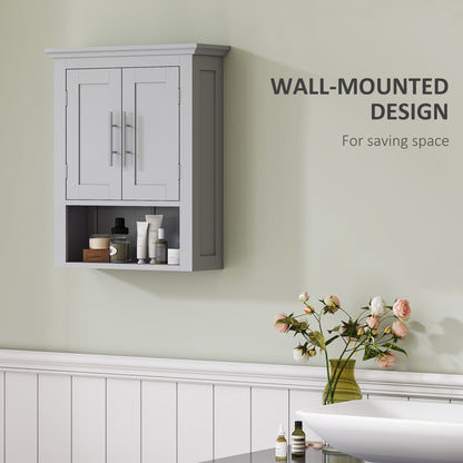 Bathroom Wall Cabinet, Medicine Cabinet, Toilet Storage Cabinet with Shelf for Living Room and Entryway, Grey