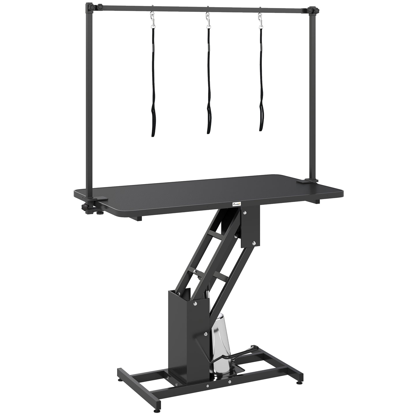43" L Hydraulic Dog Grooming Table, Z-Lift Height Adjustable Pet Grooming Table with Noose and Non-Slip Tabletop