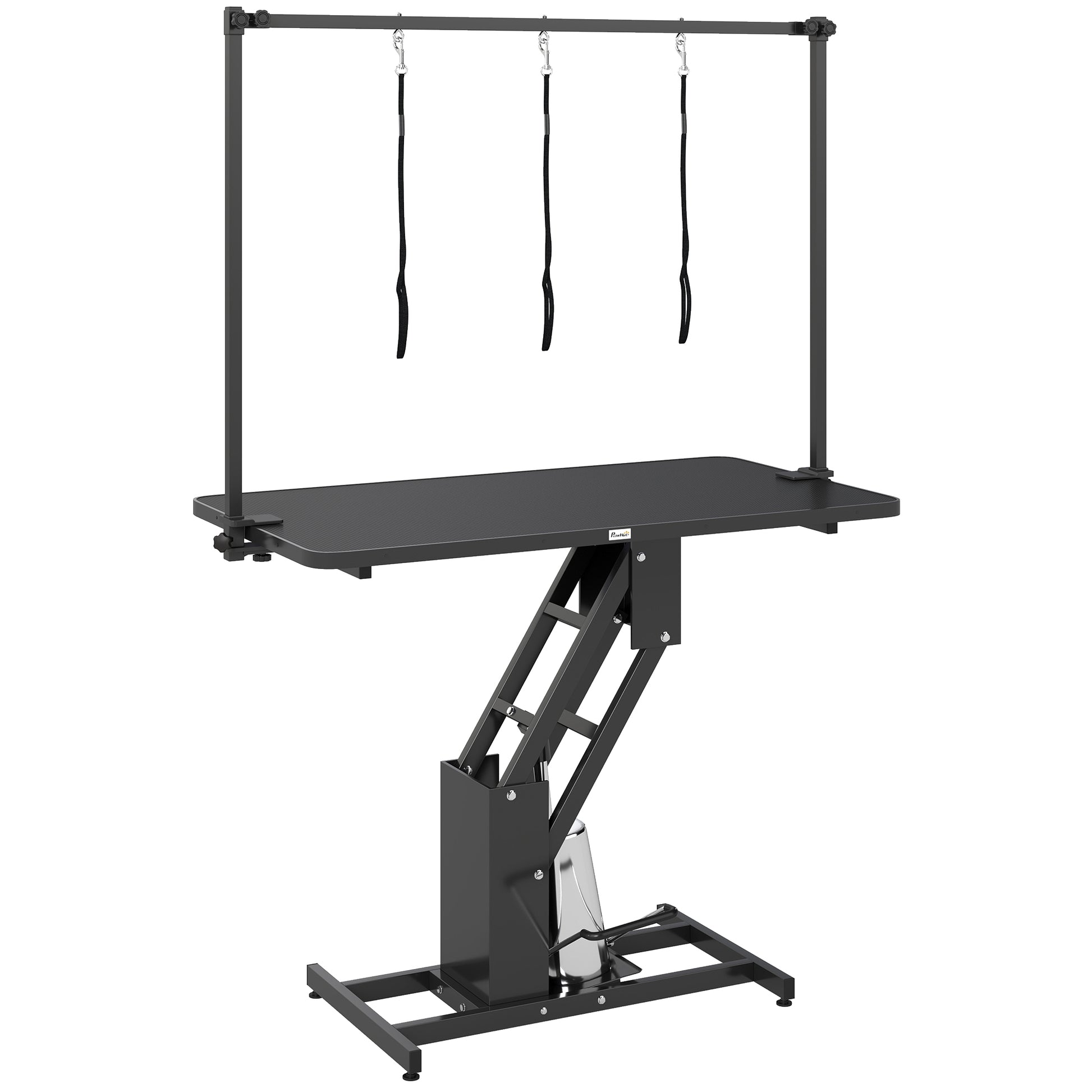 43" L Hydraulic Dog Grooming Table, Z-Lift Height Adjustable Pet Grooming Table with Noose and Non-Slip Tabletop