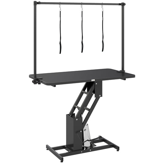 43" L Hydraulic Dog Grooming Table, Z-Lift Height Adjustable Pet Grooming Table with Noose and Non-Slip Tabletop