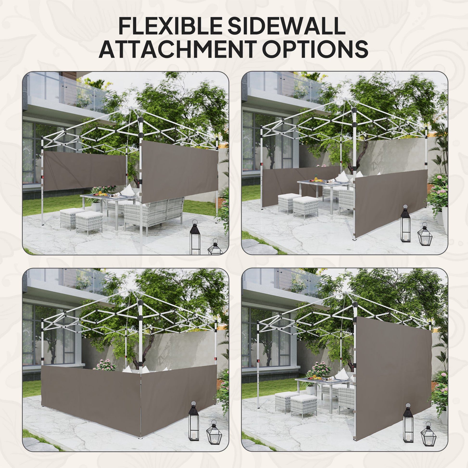 Canopy Sidewalls for 10' x 10' or 10' x 20' Pop up Canopy, 2 PCS Canopy Half Walls Only, Grey