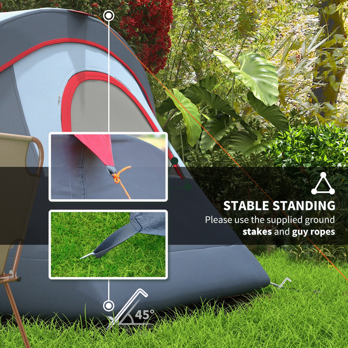 5-6 Person Family Tent, Outdoor Camping Tent with Lighting Hook, Carrying Bag for Camping, Hiking and Travelling, Grey