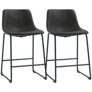 Counter Height Bar Stools Set of 2, Vintage PU Leather Bar Chairs, Kitchen Stool with Footrest, Dark Brown