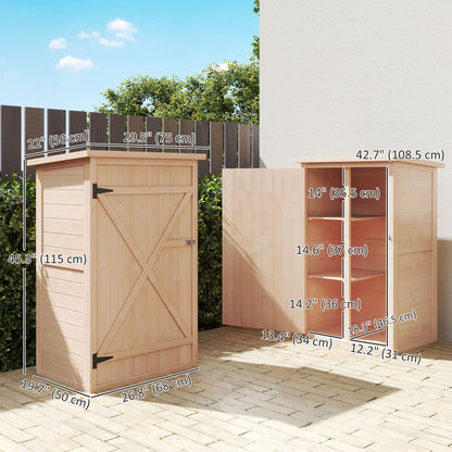 29.9"x21.7"x45.3"Garden Storage Shed with Asphalt Roof, Outdoor Storage Cabinet w/ Shelves, Natural