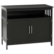 Kitchen Sideboard, Buffet Cabinet, Wooden Storage Console Table with 2-Level Cabinet and Open Shelf, Black