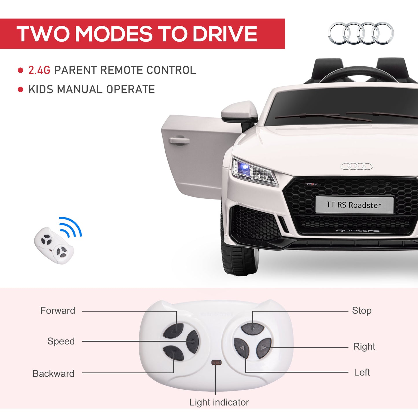 Aosom Officially Licensed Kids Ride-On Car 6V Battery Powered Vehicle Perfect Gift For Kids with Remote Control, Suspension Wheel, Adjustable Speed, White