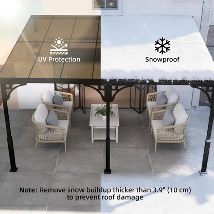 13' x 10' Lean to Gazebo, Hardtop Wall Mounted Outdoor Pergola with Polycarbonate Roof and Metal-Aluminium Frame