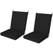 Outdoor Cushions Set of 2 for Dining Chairs, Outdoor Seat Cushions with Back, Fade-Resistant Yarn-Dyed Polyester, Black