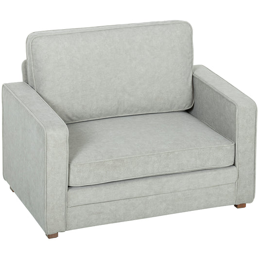 Accent Chair, Velvet-feel Fabric Armchair with Wide Seat, Spring Cushion, Solid Wood legs, Grey