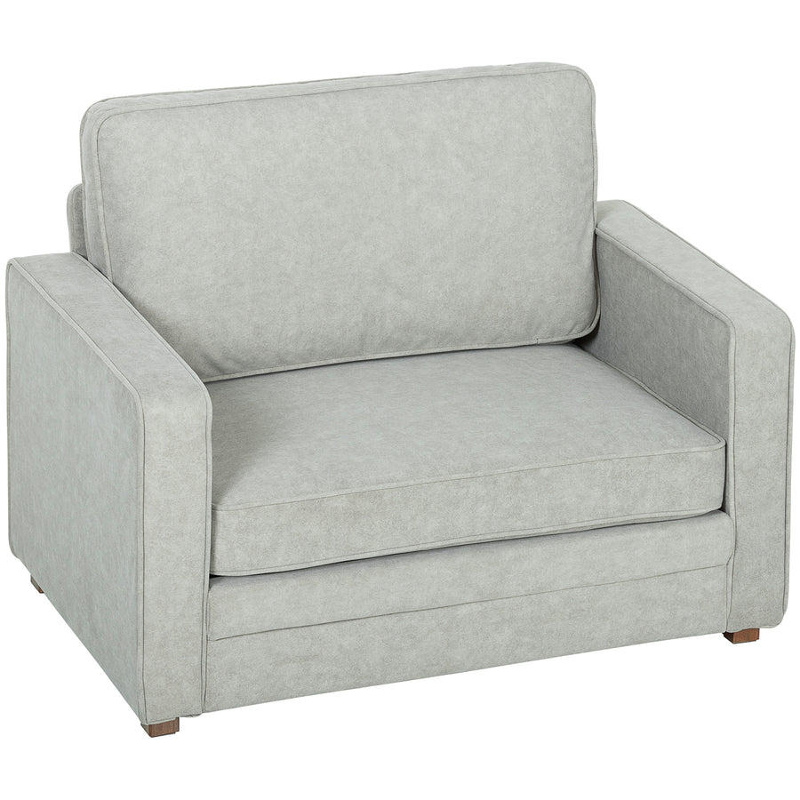 Accent Chair, Velvet-feel Fabric Armchair with Wide Seat, Spring Cushion, Solid Wood legs, Grey