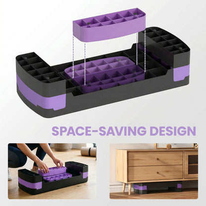 Soozier Aerobic Exercise Step Platform, 4"/6"/8" Adjustable Aerobic Stepper with Risers, Workout Stepper for Home Gym, Purple