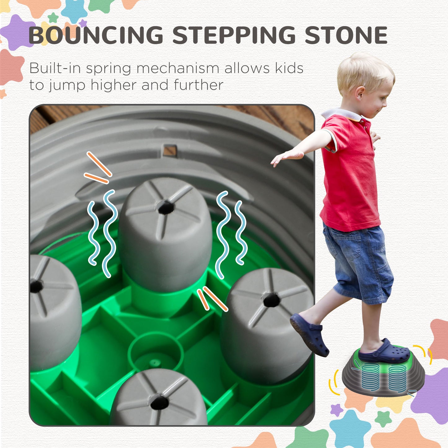 11 PCs Stepping Stones Kids with Non-slip Rubber, Stackable Balance Step Stones for Obstacle Course Sensory Play, Outdoor Indoor for 3-8 Years Old