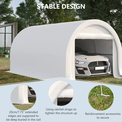 10' x 16' Heavy Duty Portable Carport Tent with Zippered Door, PE Cover for Car, Boat, Motorcycle, Bike, White