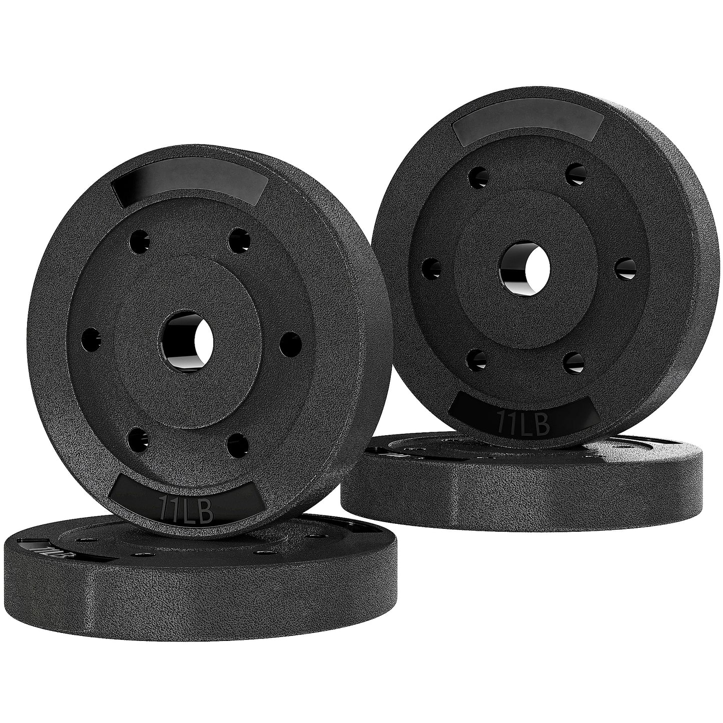 Soozier Weight Plates Set of 4, 1-Inch Barbell Weight Set for Home Gym Strength Training and Weightlifting, 4 x 11 lbs