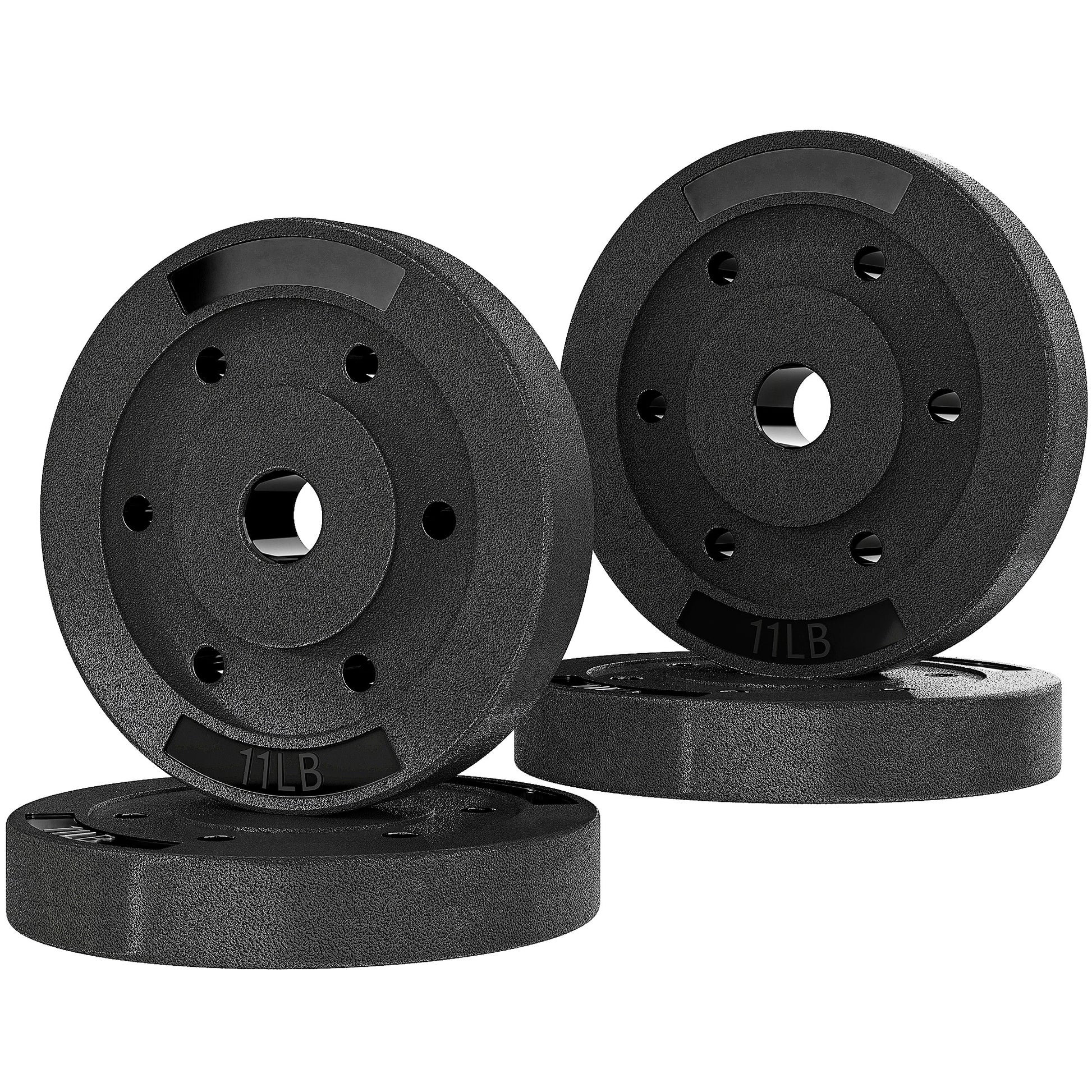 Soozier Weight Plates Set of 4, 1-Inch Barbell Weight Set for Home Gym Strength Training and Weightlifting, 4 x 11 lbs