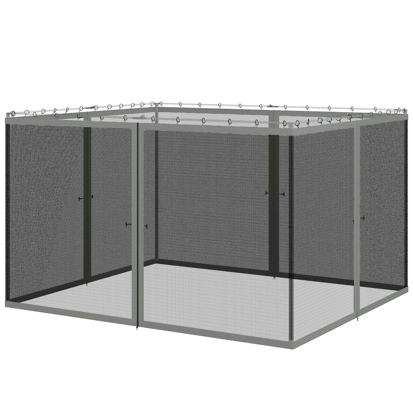 Replacement Mosquito Netting for Gazebo 10' x 12' Black Screen Walls for Canopy with Zippers, Dark Grey