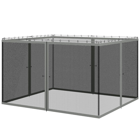 Replacement Mosquito Netting for Gazebo 10' x 12' Black Screen Walls for Canopy with Zippers, Dark Grey