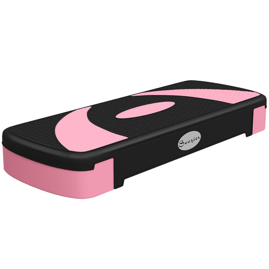 Soozier Adjustable Aerobic Stepper, Exercise Step Platform, Step Exercise Trainer, Workout Fitness Yoga Risers, 4"-6"-8", Pink