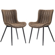 Dining Chairs Set of 2, PU Leather Upholstered Kitchen Chairs with Backrest and Steel Legs, Brown