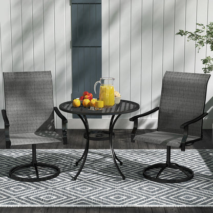 Outdoor Swivel Dining Chairs Set of 2, High Back Swivel Chairs with All Weather Mesh for Deck, Backyard, Poolside, Grey