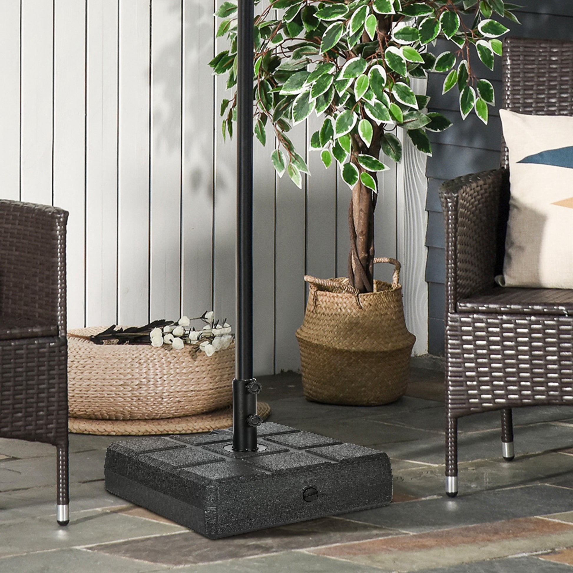 Umbrella Stand for 1.5" or 1.9" Umbrella Poles, Fillable Umbrella Base, Black