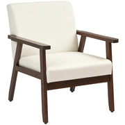 Modern Accent Chairs with Cushioned Seat, Upholstered Linen-Feel Armchair for Bedroom, Living Room, Cream White