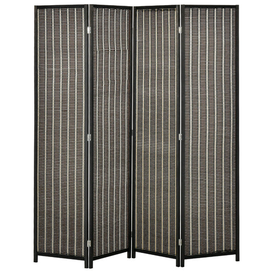 4 Panel Room Divider, 6 Ft Tall Indoor Portable Folding Privacy Screens, Bamboo Hand-Woven Freestanding Partition Wall Divider for Home Office, Brown