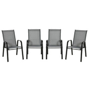 Set of 4 Outdoor Dining Chairs, Heavy Duty Stackable Patio Dining Set with Armrests for Balcony Garden, Dark Grey