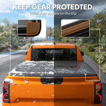 5'7" Soft Tri-Fold Truck Bed Tonneau Cover for 5.7 ft Bed, Truck Bed Cover with Seal Strip, Black