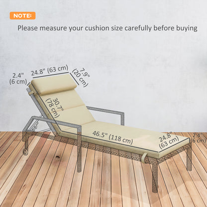 Patio Chaise Lounge Chair Cushions Replacement Sun Lounger Pads with Headrest and Ties, Set of 2, Beige