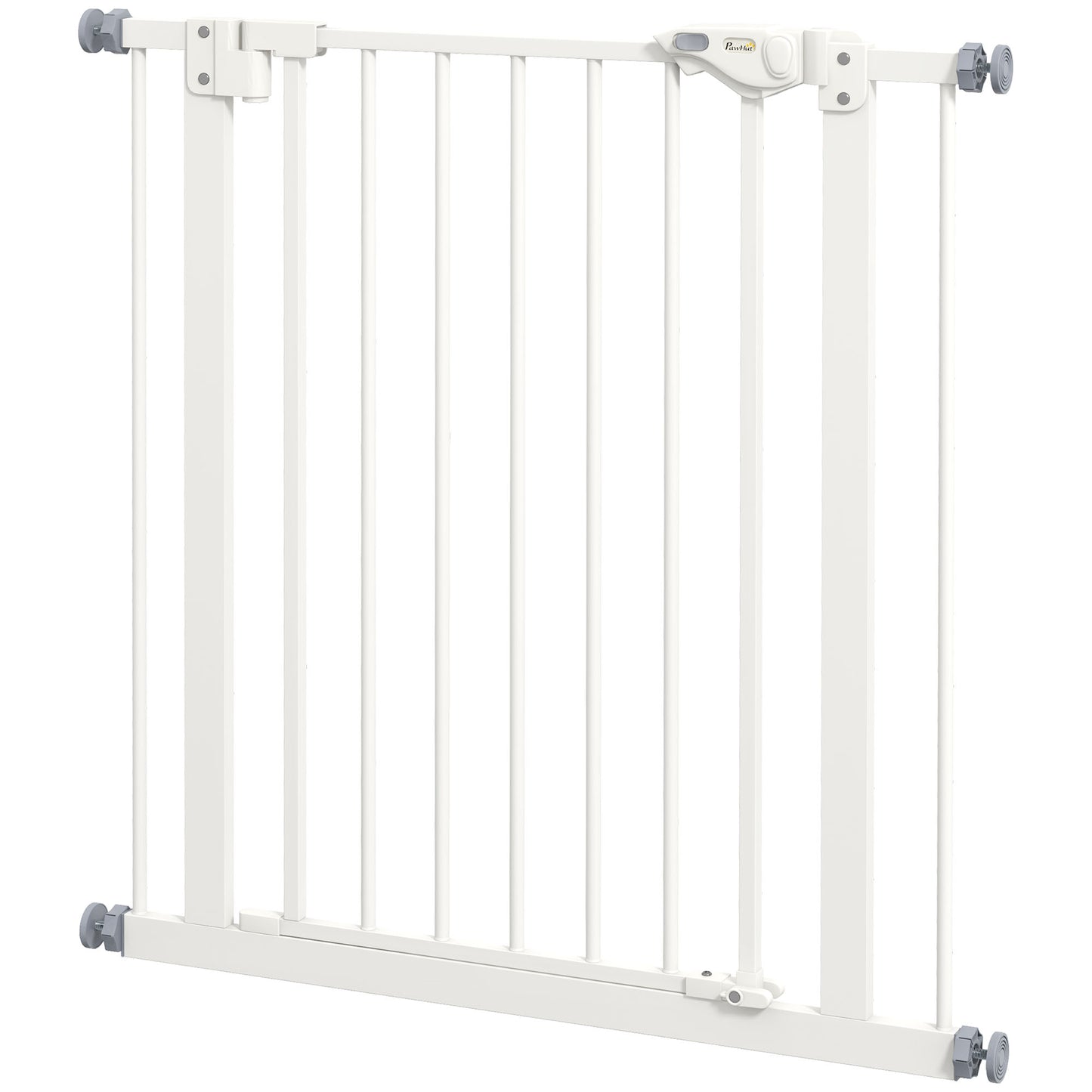 30 Inch Tall Pet Gate with Door Dog Gate and Barrier Indoor for Stairs, Pressure-Mounted Safety Gate, White