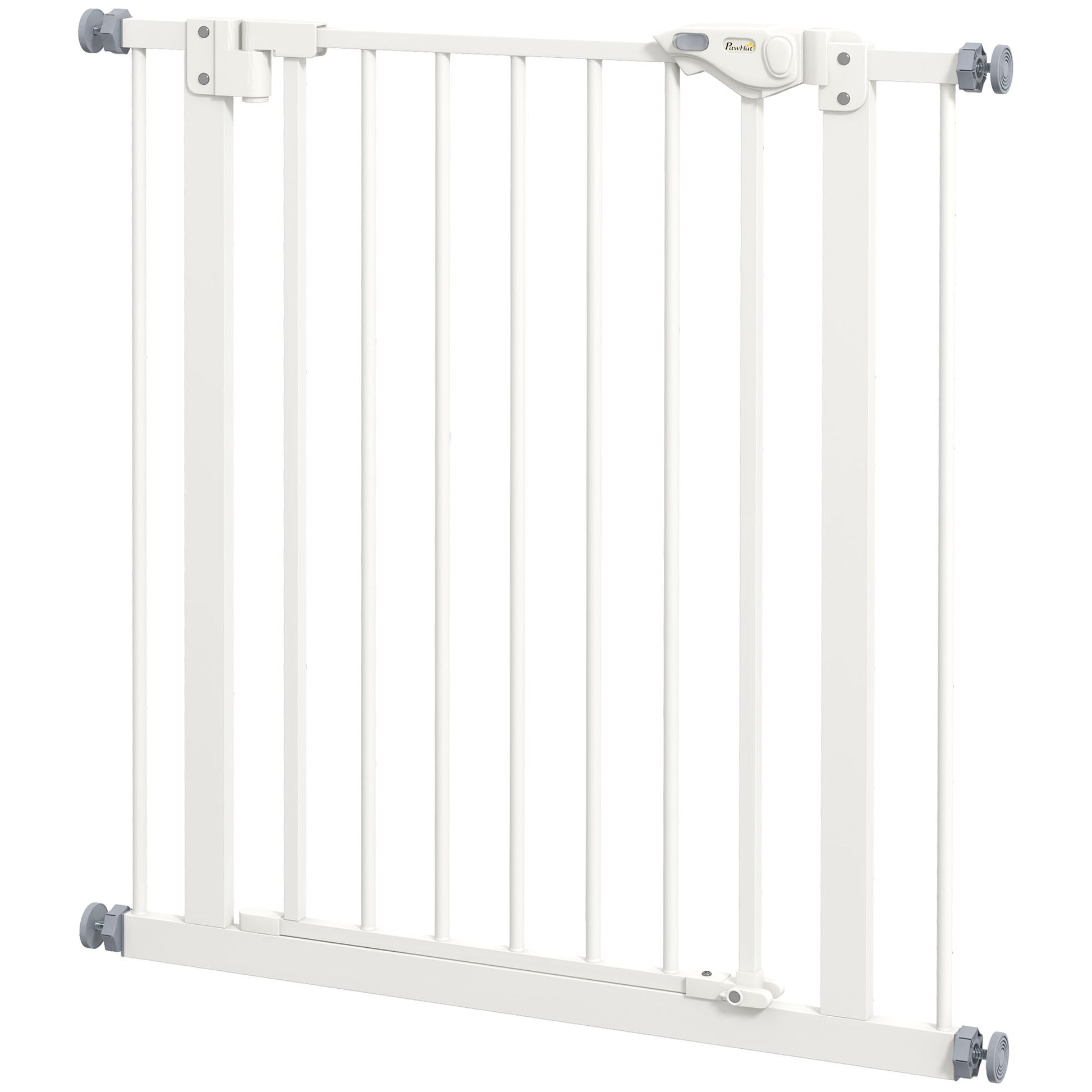 30 Inch Tall Pet Gate with Door Dog Gate and Barrier Indoor for Stairs, Pressure-Mounted Safety Gate, White