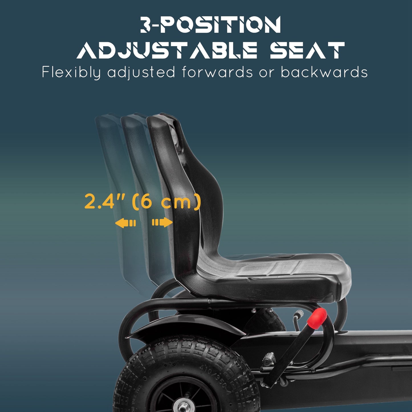 Aosom Pedal Go Kart for Kids, Pedal Car with Adjustable Bucket, Handbrake, 4 Rubber Wheels Powered Ride, Black