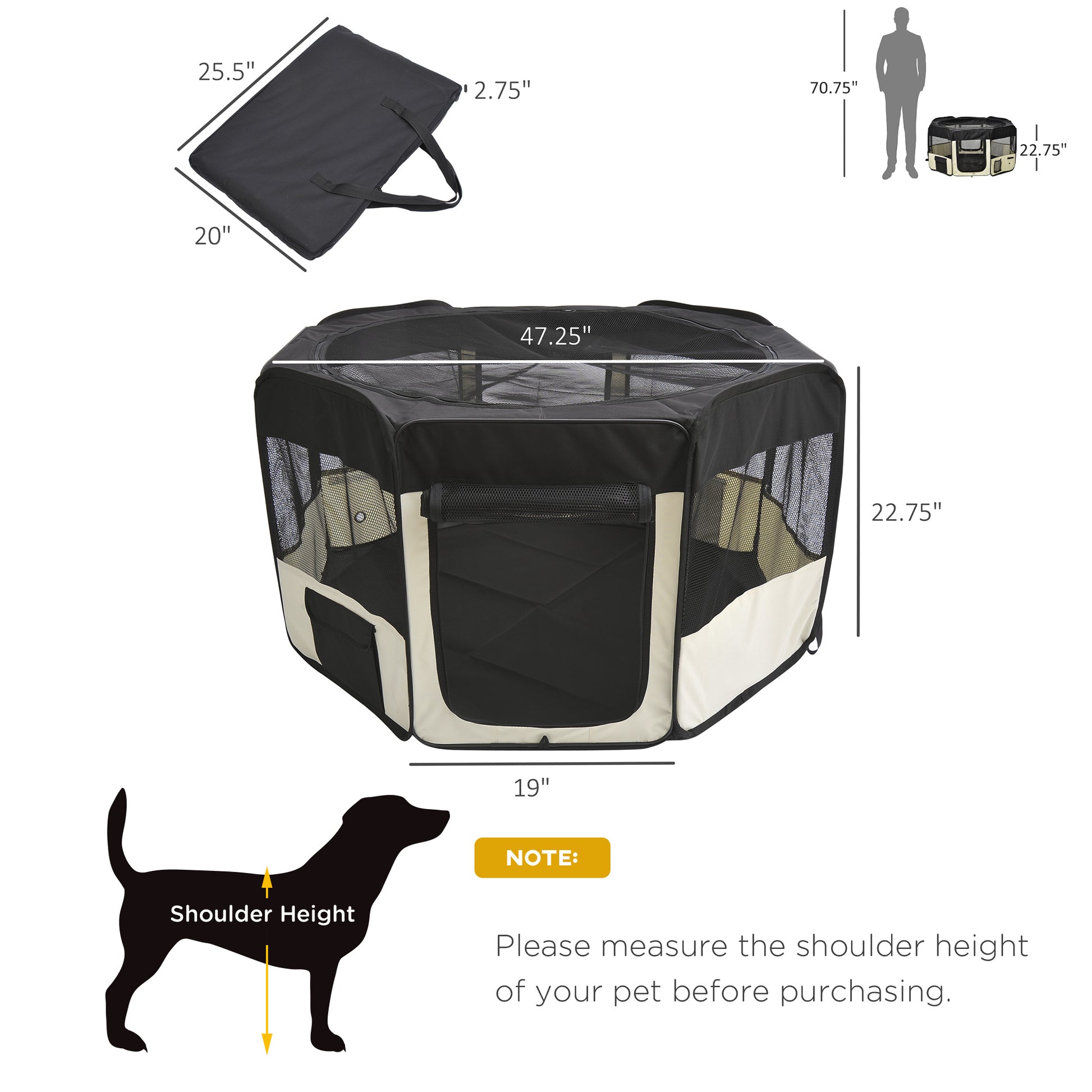 49.2-inch Soft Pet Playpen Folding Dog Pen Outdoor with Bag