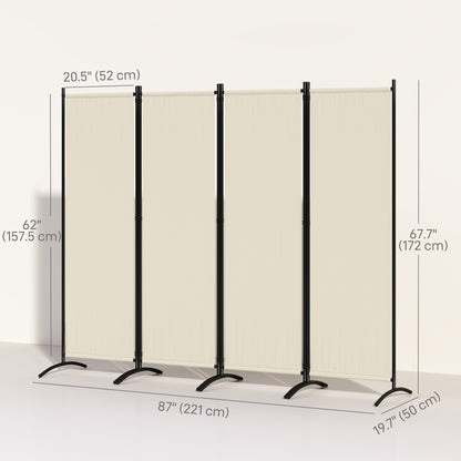 Folding Room Divider, Privacy Screen for Home Office Bedroom, 5.6FT Tall, Cream White