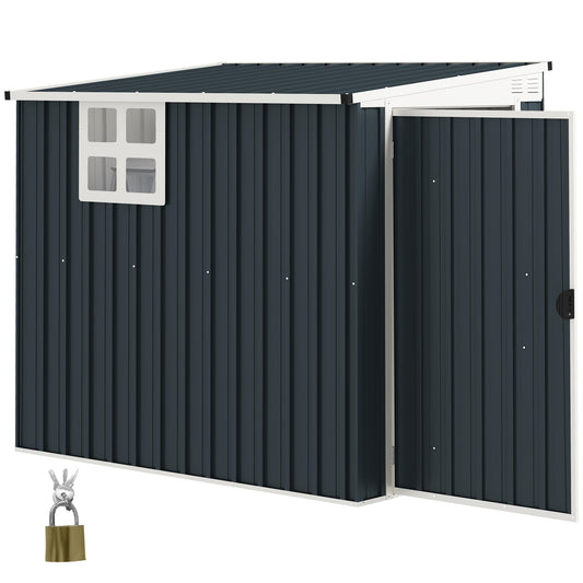 4' x 6' Outdoor Storage Shed, Metal Garden Shed with Window, 2 Vents and Lockable Door, Durable Backyard Tool Storage House for Garden and Patio Use