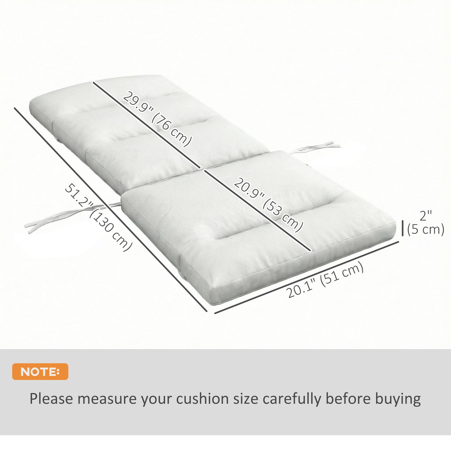 Patio Chair Cushion for Adirondack Chairs Replacement Cushion with Back and Ties, Light Grey