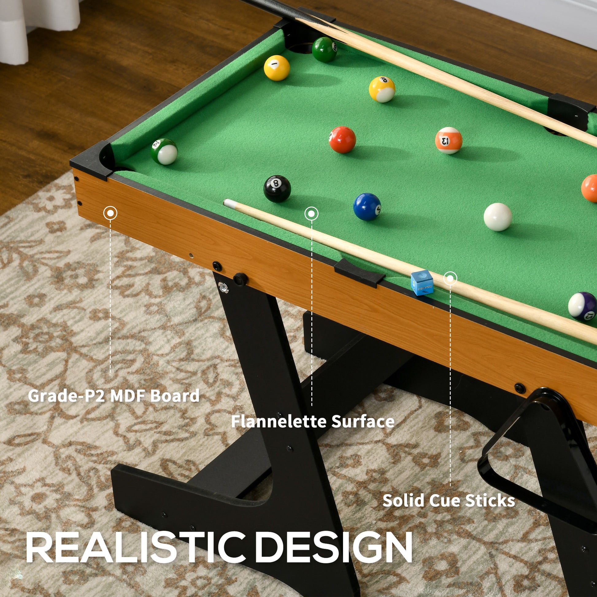 Soozier 38" Mini Pool Table Set Tabletop Billiards Game with Easy Folding for Storage, with Balls, Cues, Chalk, Brush