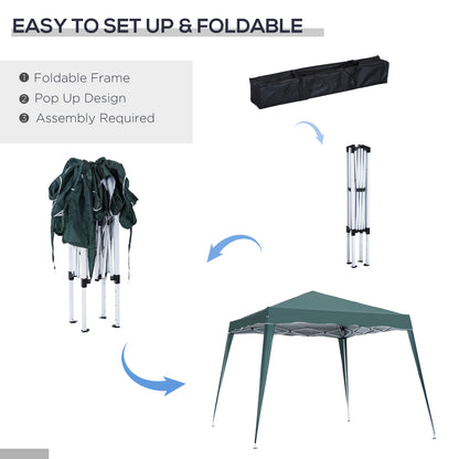 8' x 8' Pop Up Canopy, Outdoor Foldable Tent, Portable Canopy Tent with Carrying Bag for Camping, Party, Picnic, Green