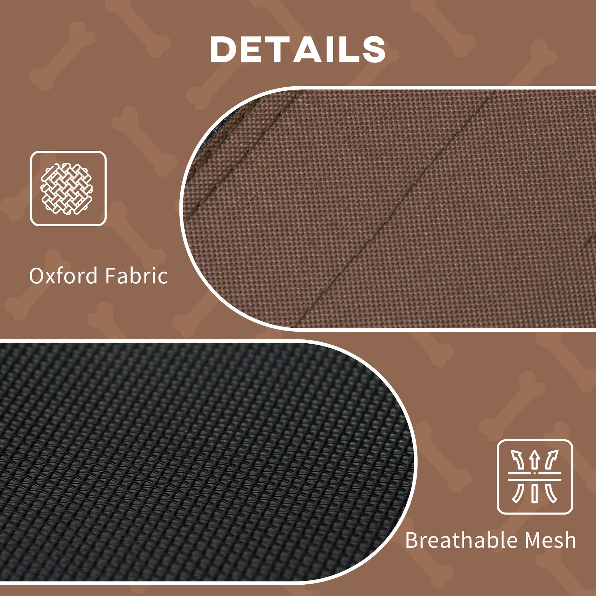 Elevated Dog Bed with Canopy, Portable Raised Dog Cot for L Sized Dogs, Indoor & Outdoor, 36" x 30" x 35", Coffee
