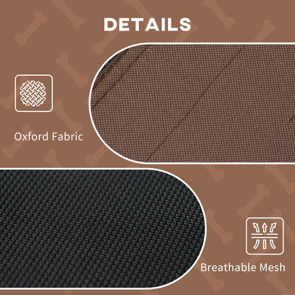 Elevated Dog Bed with Canopy, Portable Raised Dog Cot for L Sized Dogs, Indoor & Outdoor, 36" x 30" x 35", Coffee
