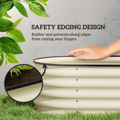 5 x 2 x 1.5 FT Galvanized Steel Raised Garden Bed, Metal Garden Bed Planter Box with Safety Edging, Cream White