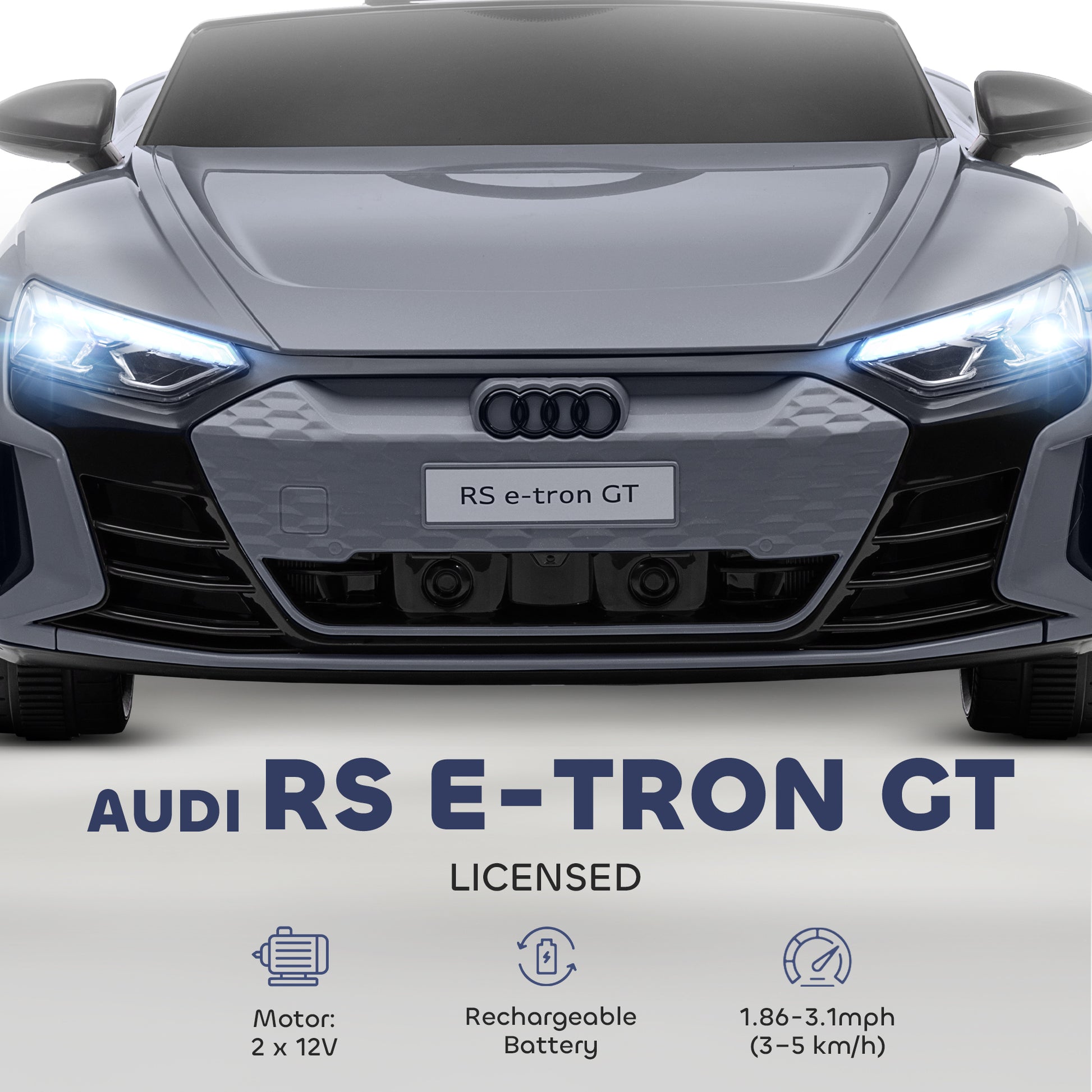 Aosom Ride-On Toy On Car with Remote Control, 12V 3.1 MPH Electric Ride for Kids w/ Suspension System, Horn Honking, Grey