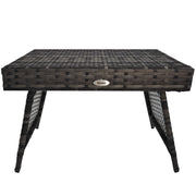 Outdoor Rattan Foldable End Table, Metal Frame Patio Wicker Table, Coffee Table Side Table for Poolside, Lawn, Garden, Mixed Grey