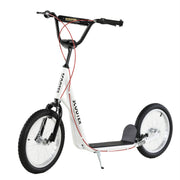 Aosom Kids Kick Scooter for 5+ Year Old, Kids Ride on Toy w/ 16'' Inflatable Wheel Dual Brakes, White