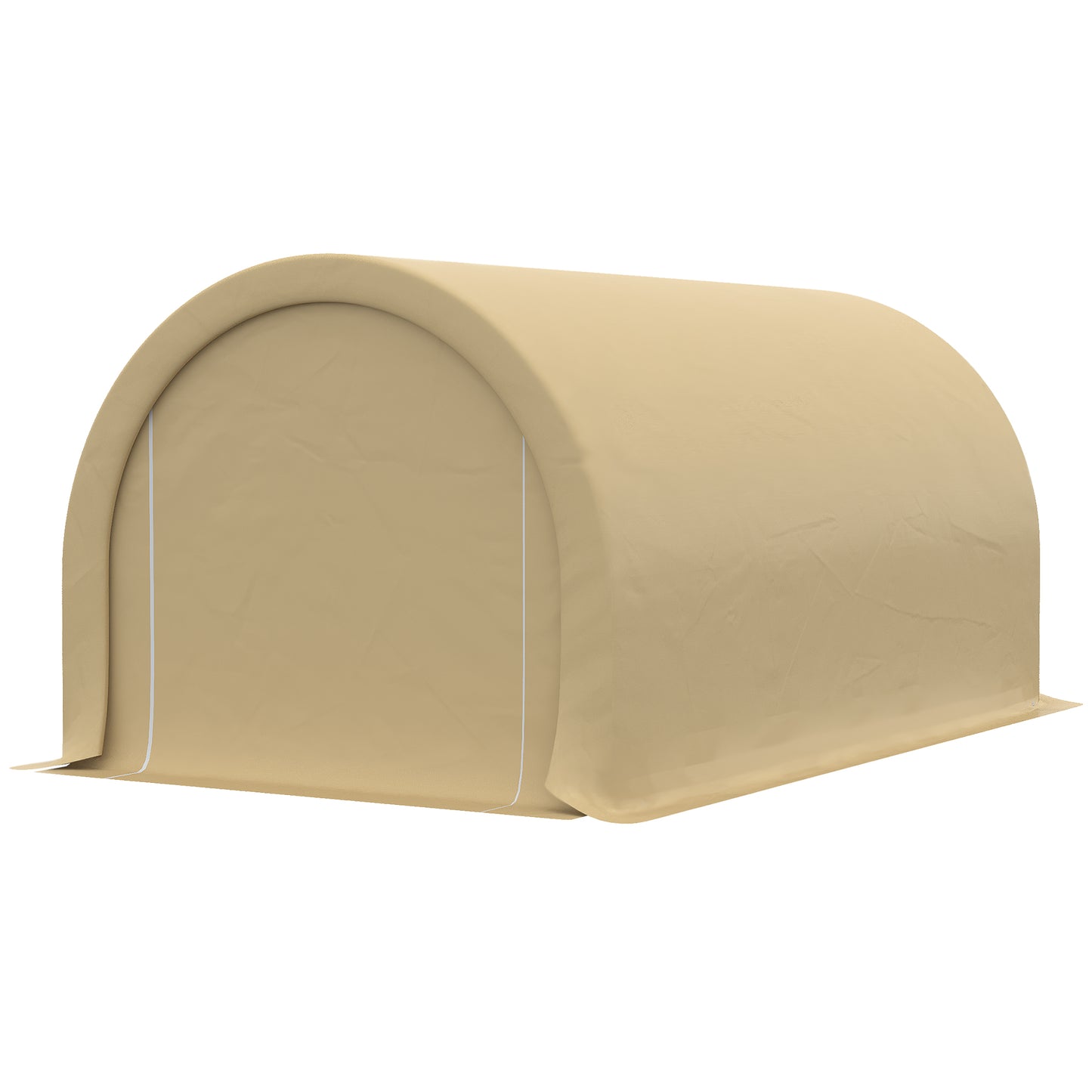 10' x 16' Heavy Duty Portable Carport Tent with Zippered Door, PE Cover for Car, Boat, Motorcycle, Bike, Beige